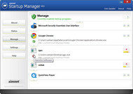 Simnet Startup Manager screenshot